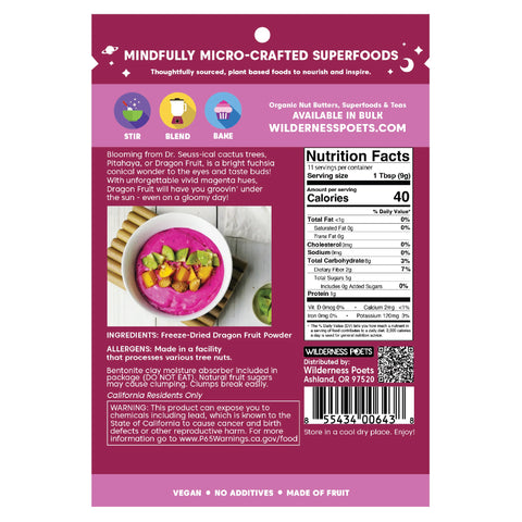 Wilderness Poets - Freeze Dried Dragon Fruit Powder, Drachenfrucht Pulver 🩷