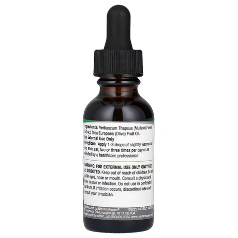 Mullein Flower Ear Oil, Nature's Answer - Königskerzenblütenöl für die Ohren, alkoholfrei, 30 ml