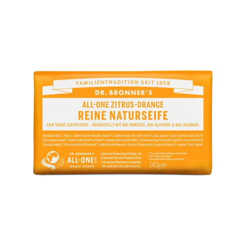 Dr.Bronner's - Reine Naturseife (Stück), 140g - Zitrus-Orange