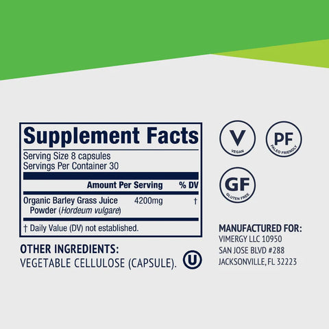 Vimergy® Gerstengrassaft Kapseln, Barley Grass Juice Caps, 240 Kapseln